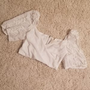 White cropped wrap top